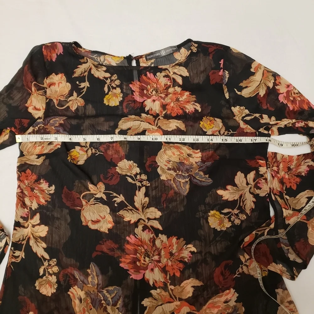 Black Floral Sheer Blouse Size - Picture 8 of 13